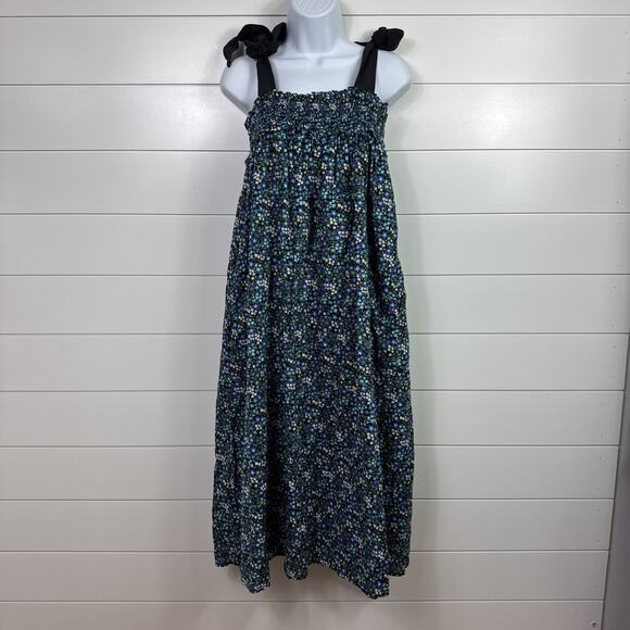 Buru Ditsy Floral Print Sleeveless Tie Shoulder Midi Dress Black sz XS/S - Picture 1 of 7